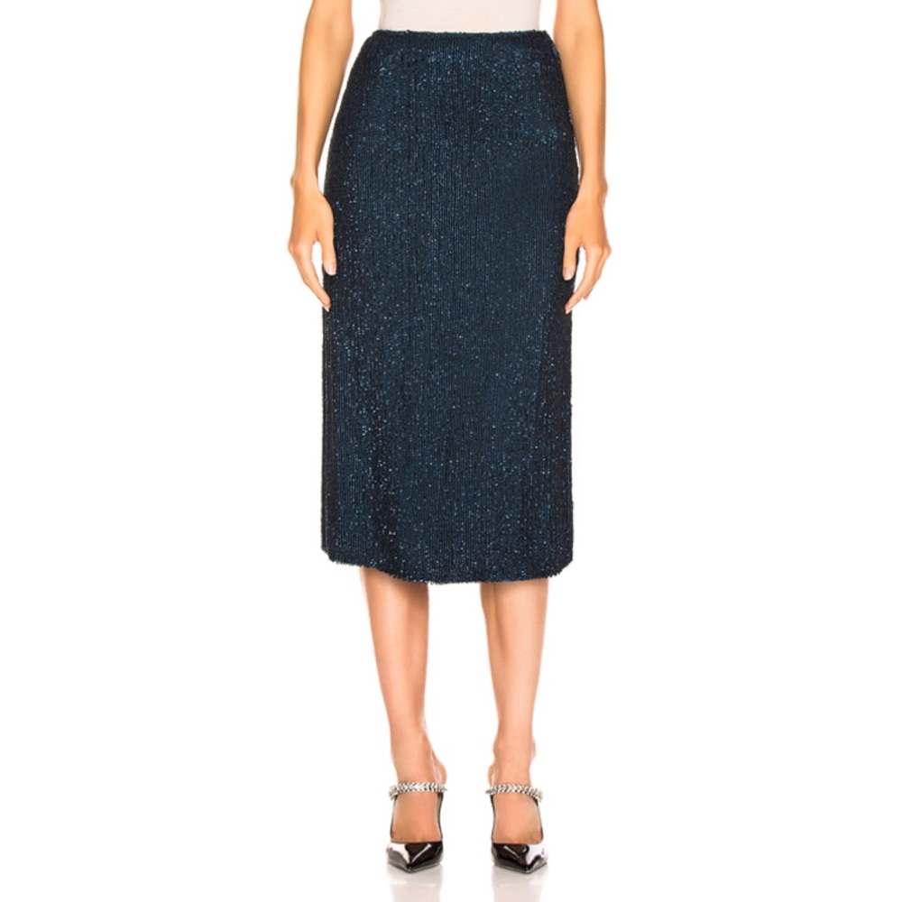 NWT Retrofete Veronica Navy Sequin Skirt M - Picture 2 of 7